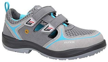 ELTEN Sicherheitsschuhe MILA aqua Easy ESD S1, Damen, Textil, Stahlkappe, leicht, sportlich, Grau/Türkis, im Sale